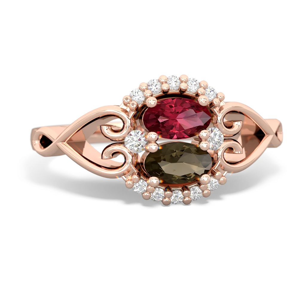 Lab Ruby Love Nest 14K Rose Gold ring R5860