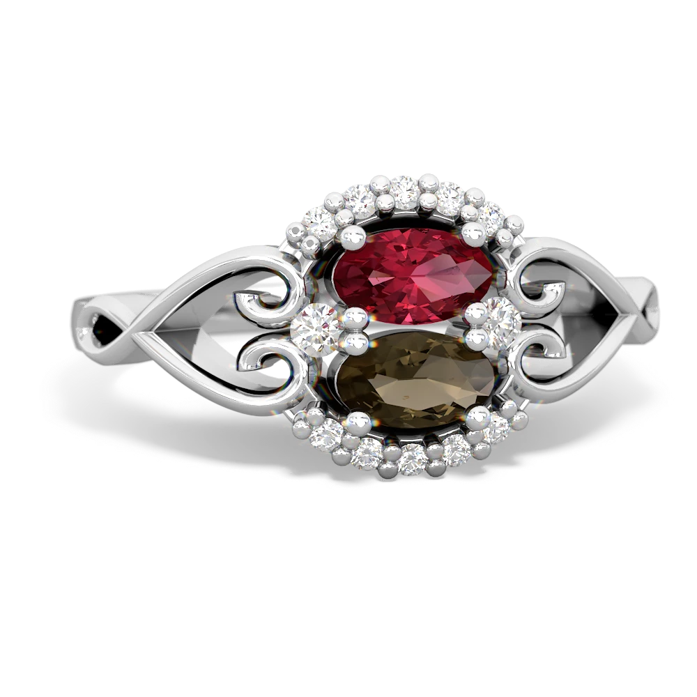 Lab Ruby Love Nest 14K White Gold ring R5860