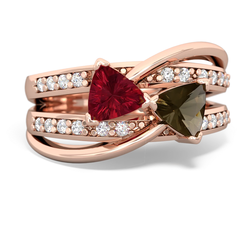 Lab Ruby Bowtie 14K Rose Gold ring R2360