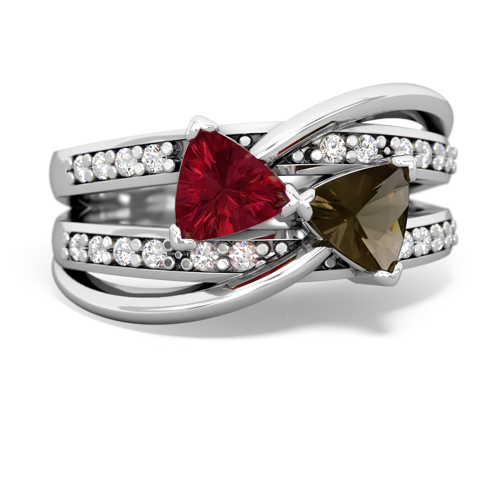 Lab Ruby Bowtie 14K White Gold ring R2360