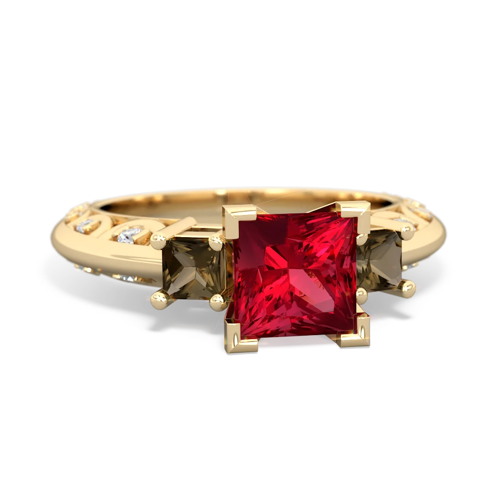 Lab Ruby Eternal Embrace Engagement 14K Yellow Gold ring C2001