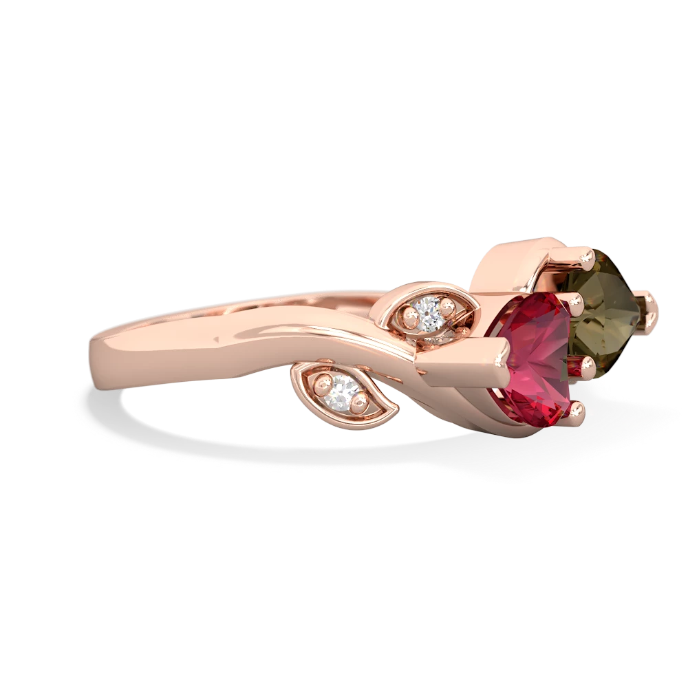 Lab Ruby Floral Elegance 14K Rose Gold ring R5790