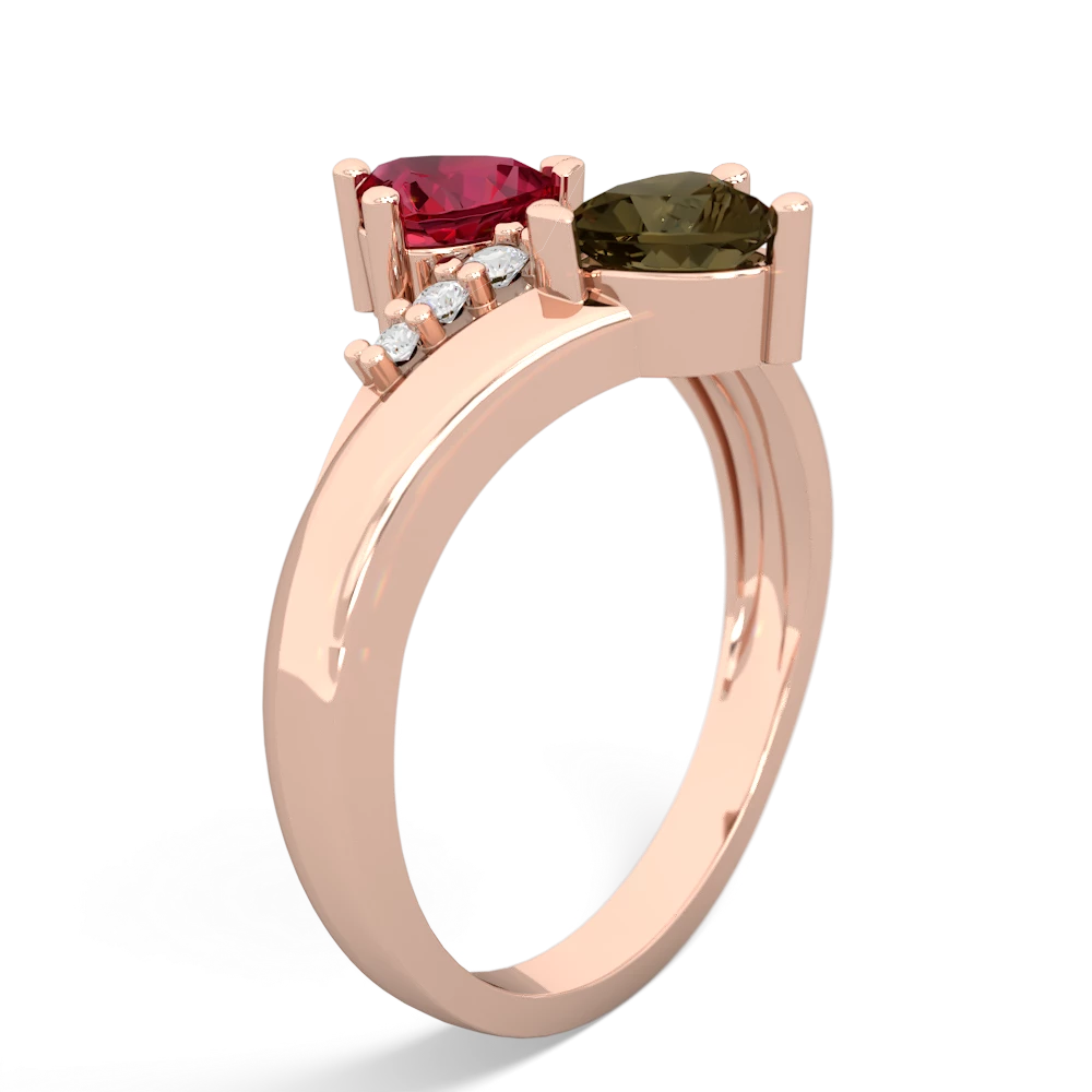 Lab Ruby Heart To Heart 14K Rose Gold ring R2064