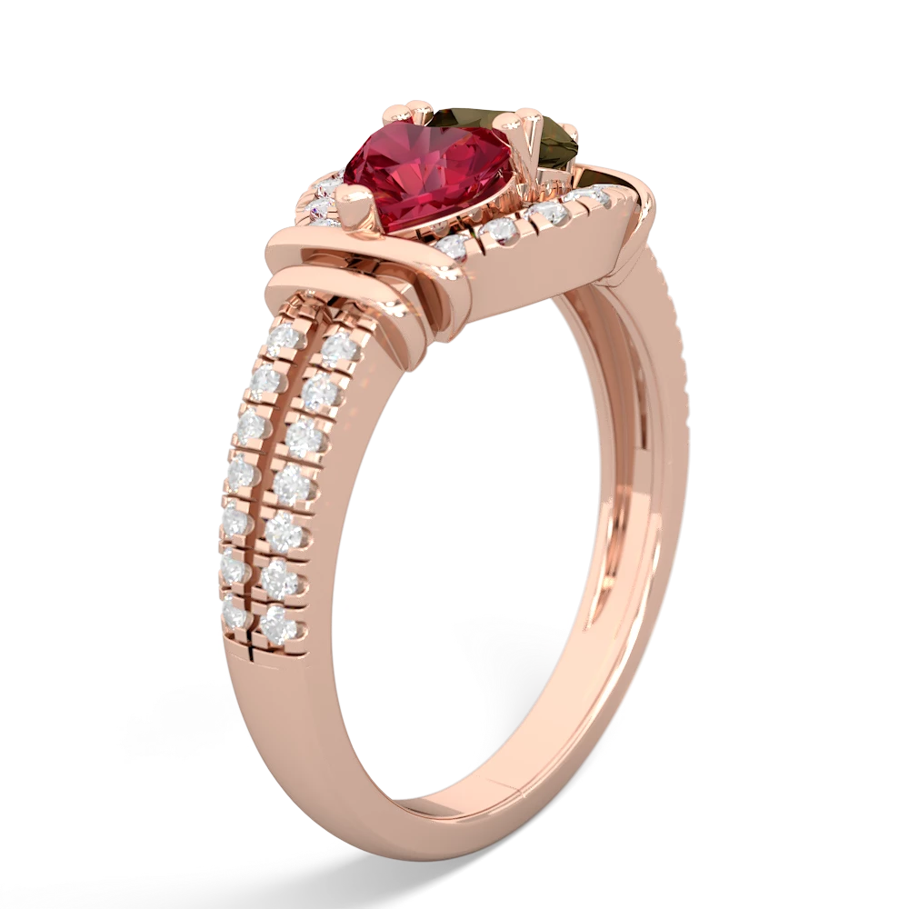 Lab Ruby Art-Deco Keepsake 14K Rose Gold ring R5630