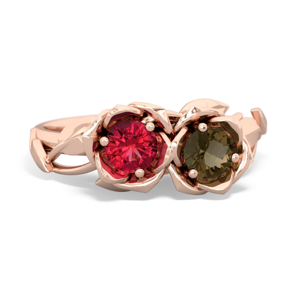 Lab Ruby Rose Garden 14K Rose Gold ring R5510