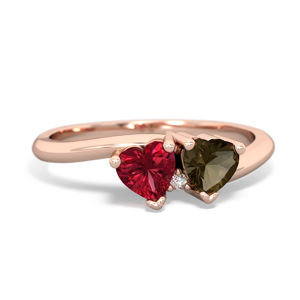 Lab Ruby Sweethearts 14K Rose Gold ring R5260