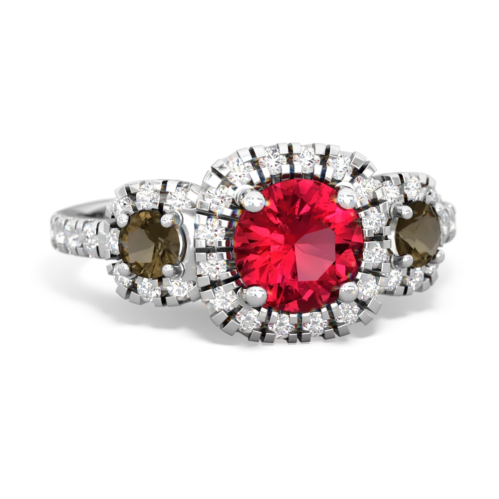 Lab Ruby Regal Halo 14K White Gold ring R5350