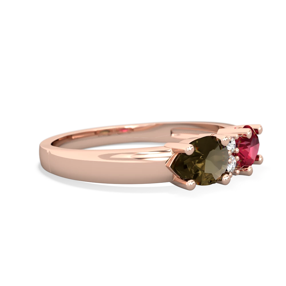 Lab Ruby Pear Bowtie 14K Rose Gold ring R0865