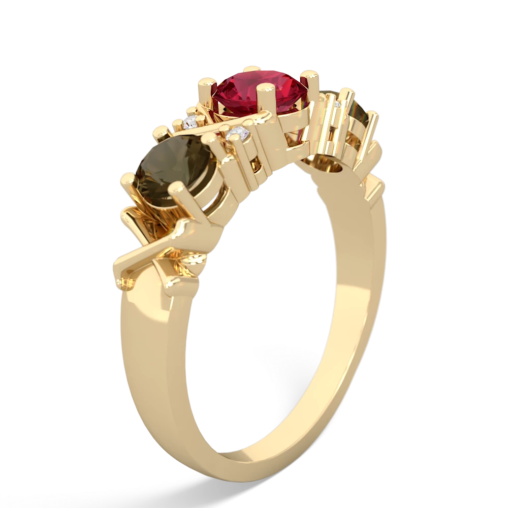 Lab Ruby Hugs And Kisses 14K Yellow Gold ring R5016