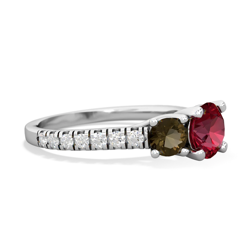 Lab Ruby Pave Trellis 14K White Gold ring R5500