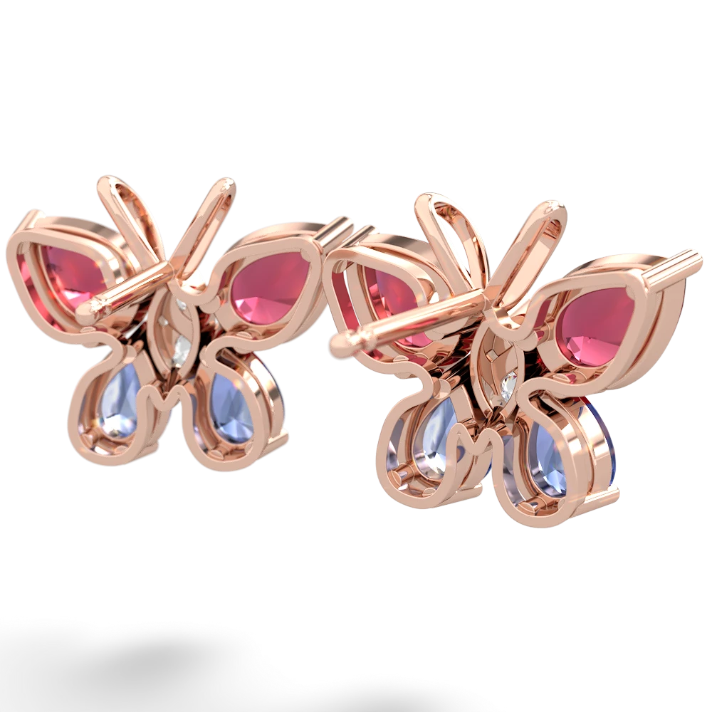 Lab Ruby Butterfly 14K Rose Gold earrings E2215