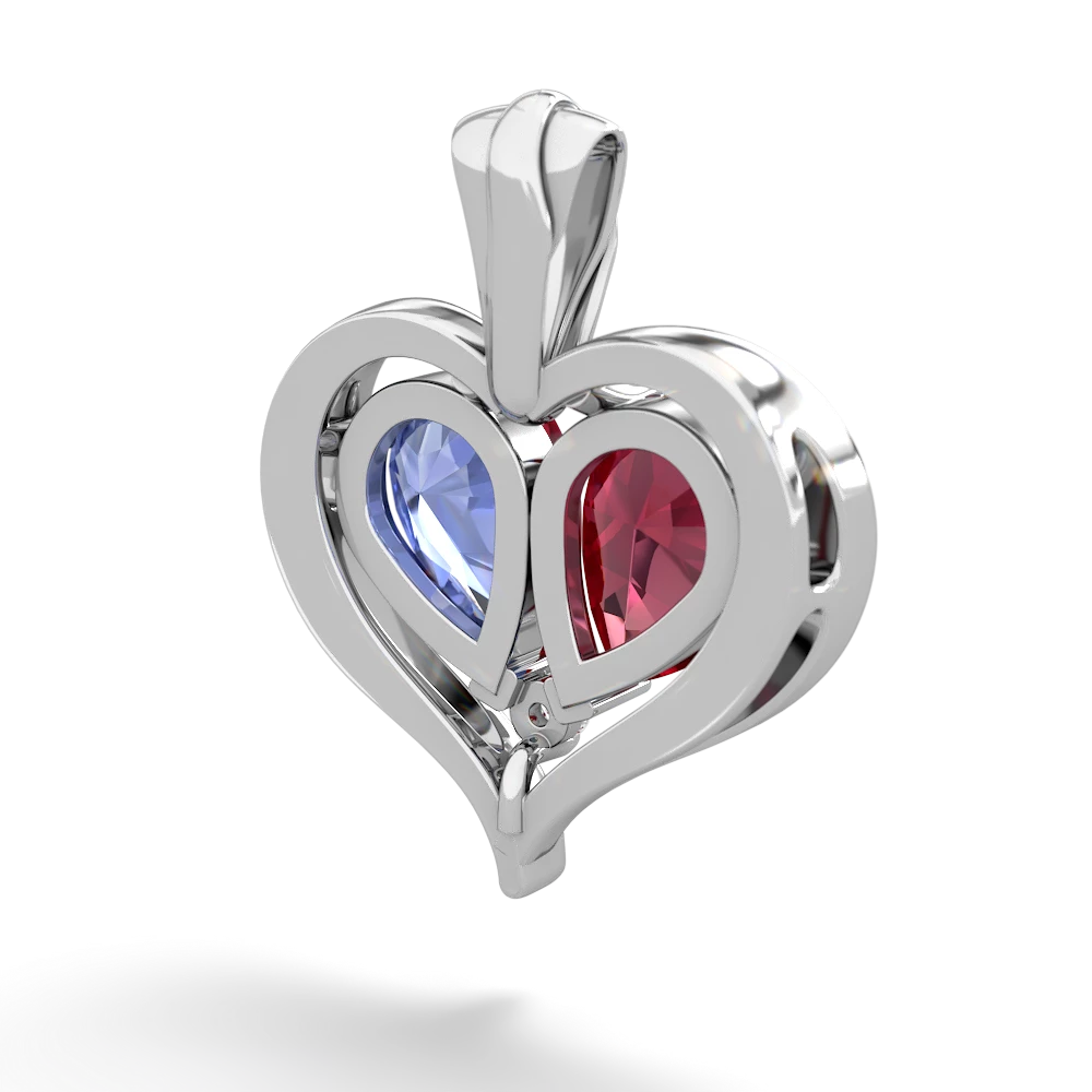 Lab Ruby Two Become One 14K White Gold pendant P5330