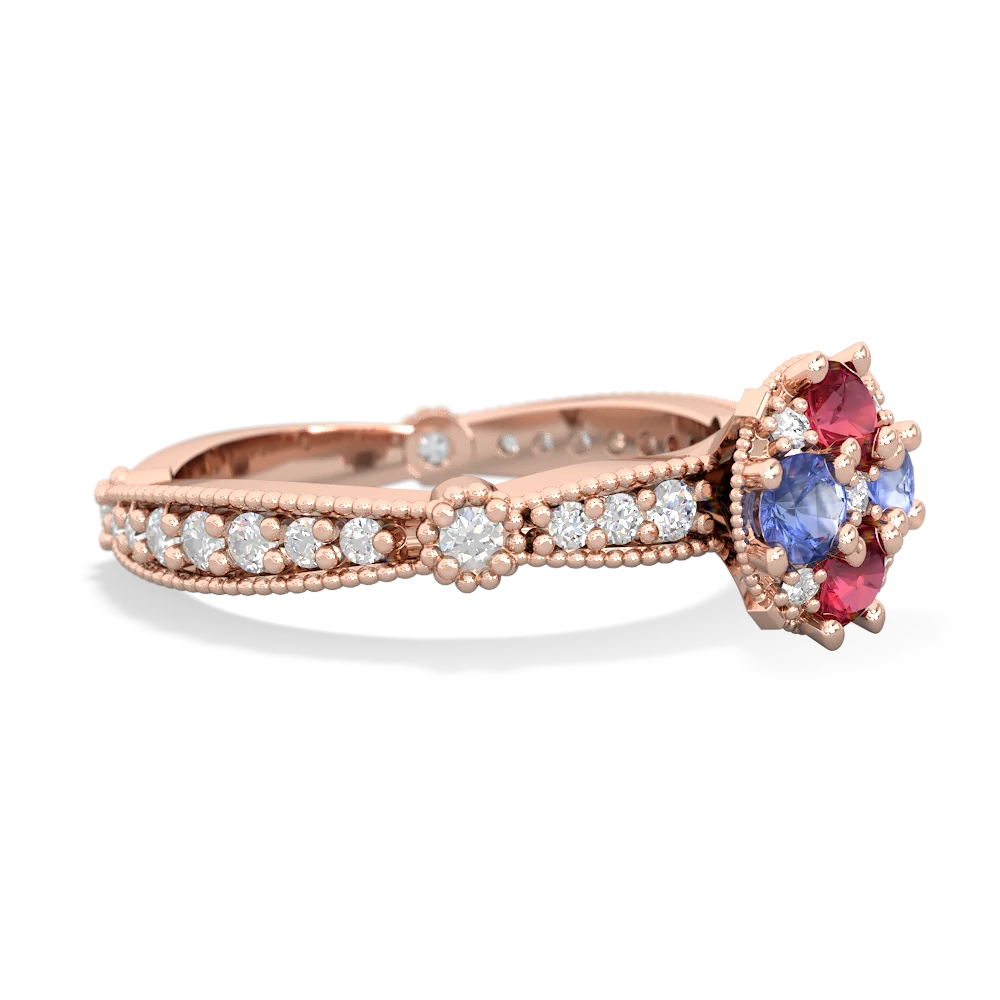 Lab Ruby Sparkling Tiara Cluster 14K Rose Gold ring R26293RD