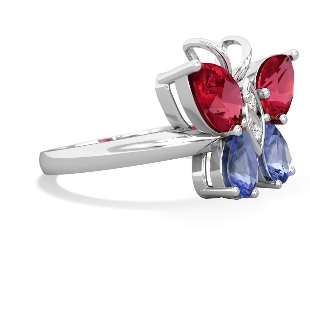 Lab Ruby Butterfly 14K White Gold ring R2215