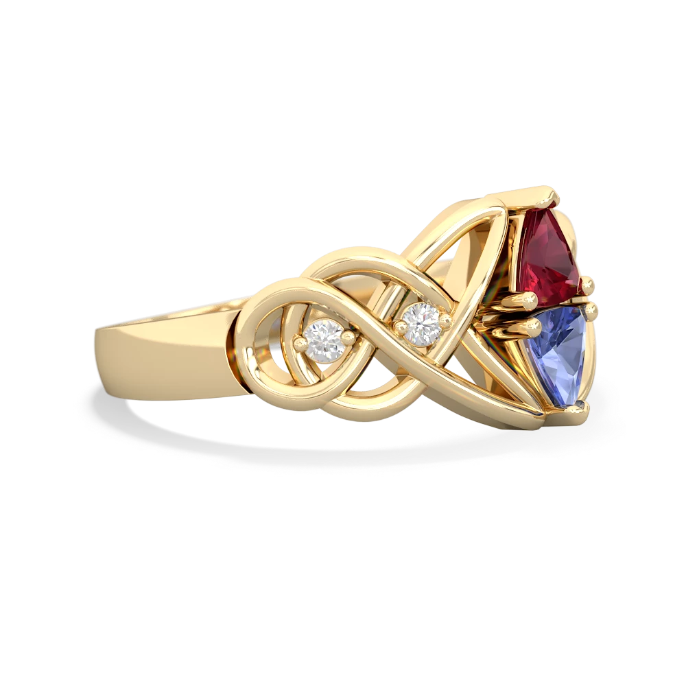 Lab Ruby Keepsake Celtic Knot 14K Yellow Gold ring R5300