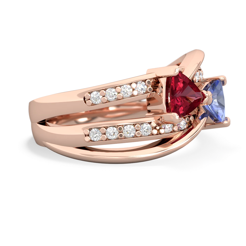 Lab Ruby Bowtie 14K Rose Gold ring R2360