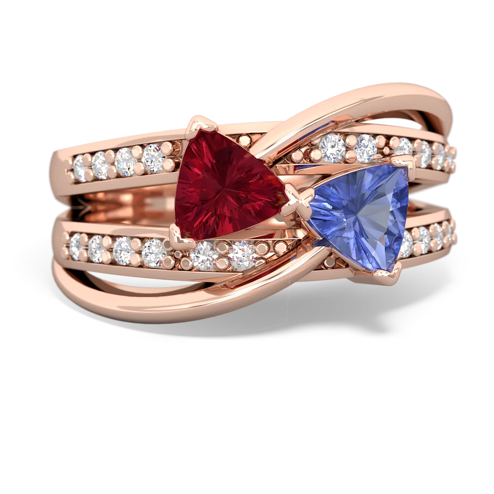 Lab Ruby Bowtie 14K Rose Gold ring R2360