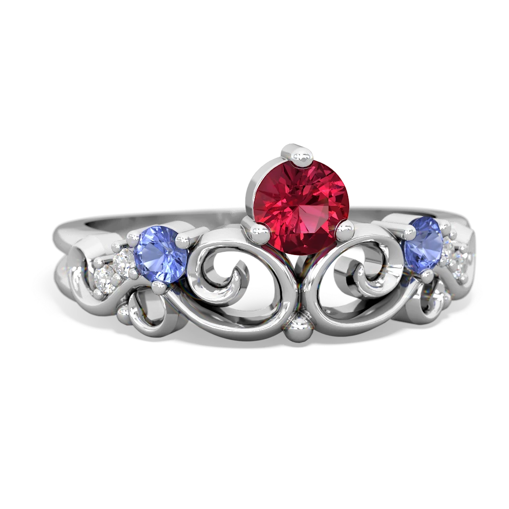 Lab Ruby Crown Keepsake 14K White Gold ring R5740