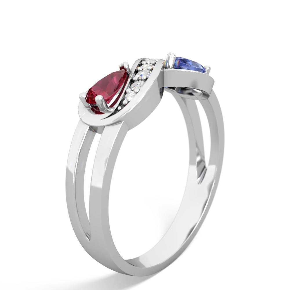 Lab Ruby Diamond Infinity 14K White Gold ring R5390