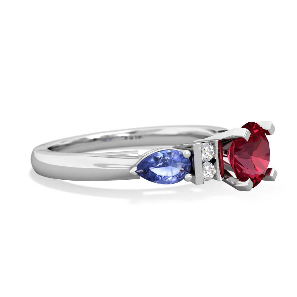 Lab Ruby 6Mm Round Eternal Embrace Engagement 14K White Gold ring R2005