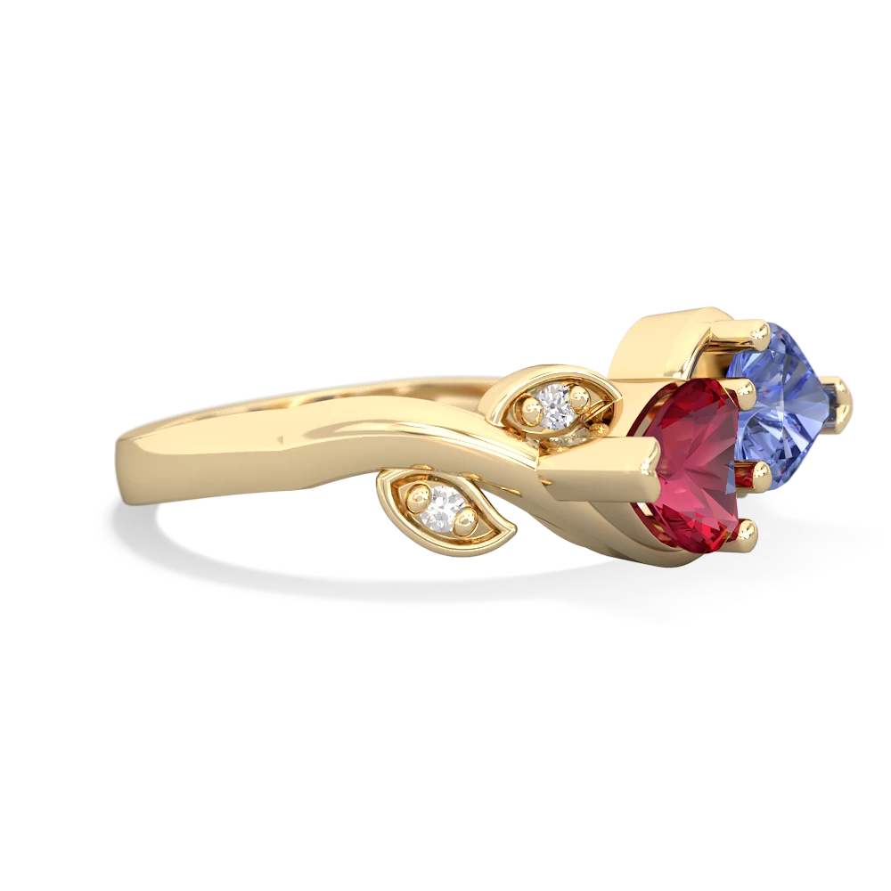 Lab Ruby Floral Elegance 14K Yellow Gold ring R5790