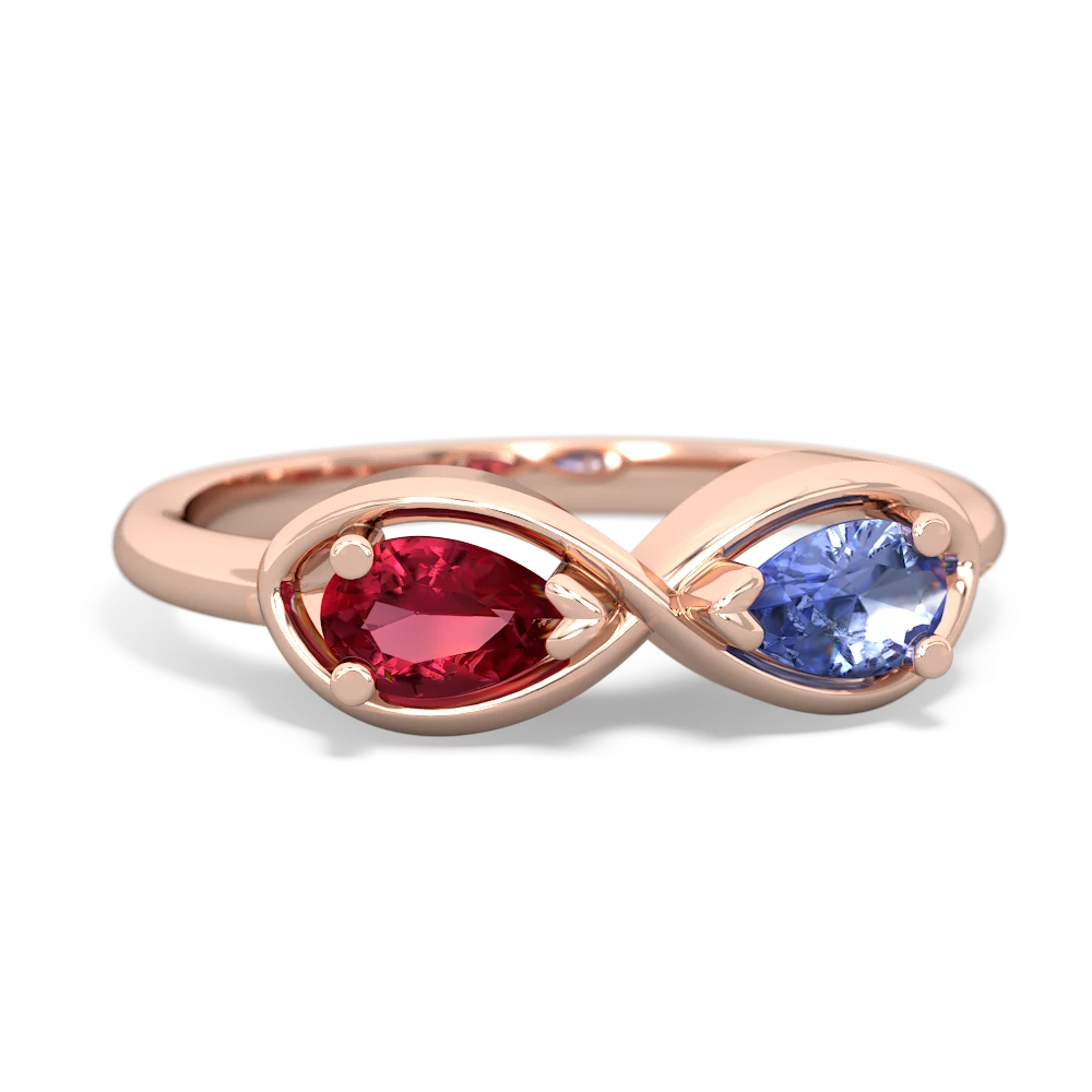 Lab Ruby Infinity 14K Rose Gold ring R5050