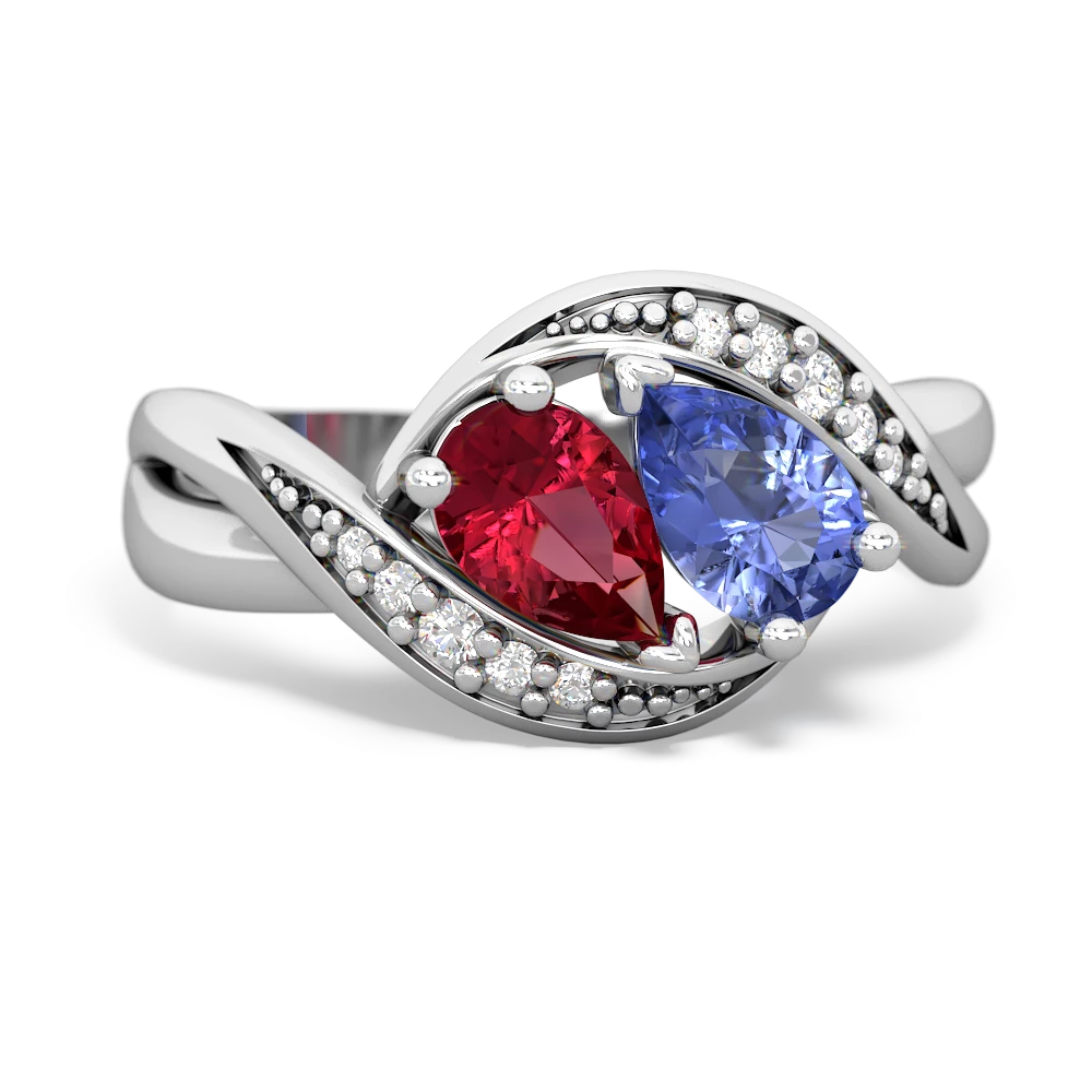 Lab Ruby Summer Winds 14K White Gold ring R5342