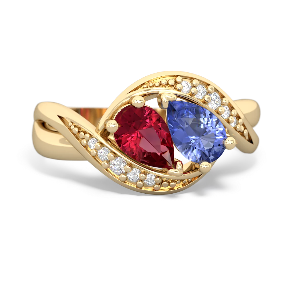 Lab Ruby Summer Winds 14K Yellow Gold ring R5342