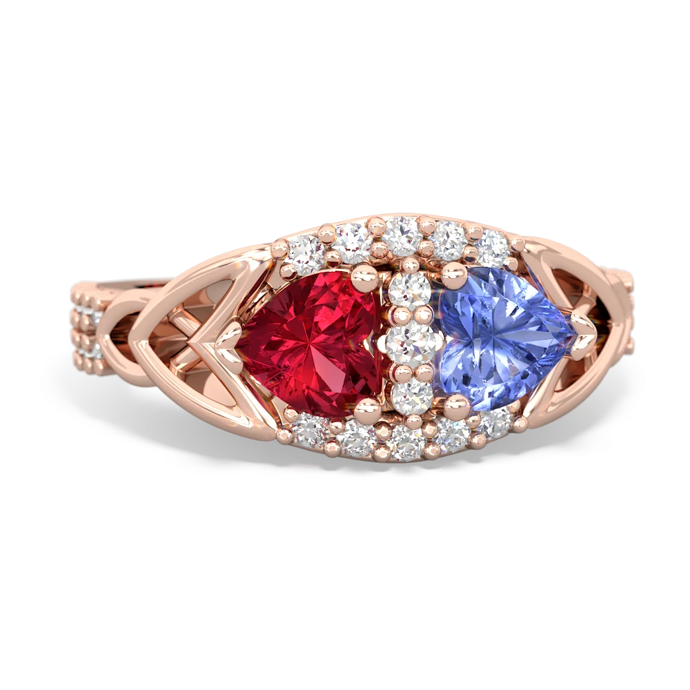 Lab Ruby Sparkling Celtic Knot 14K Rose Gold ring R2645