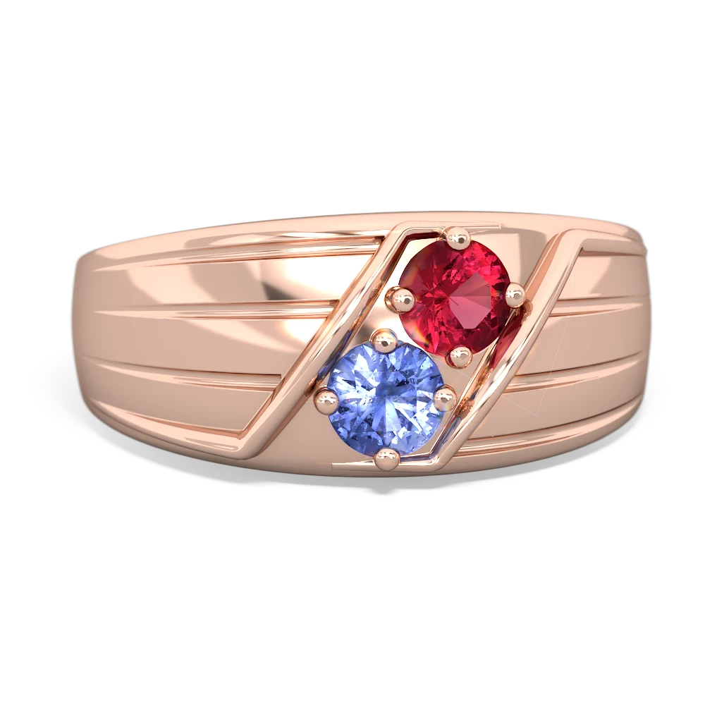 Lab Ruby Men's Streamline 14K Rose Gold ring R0460