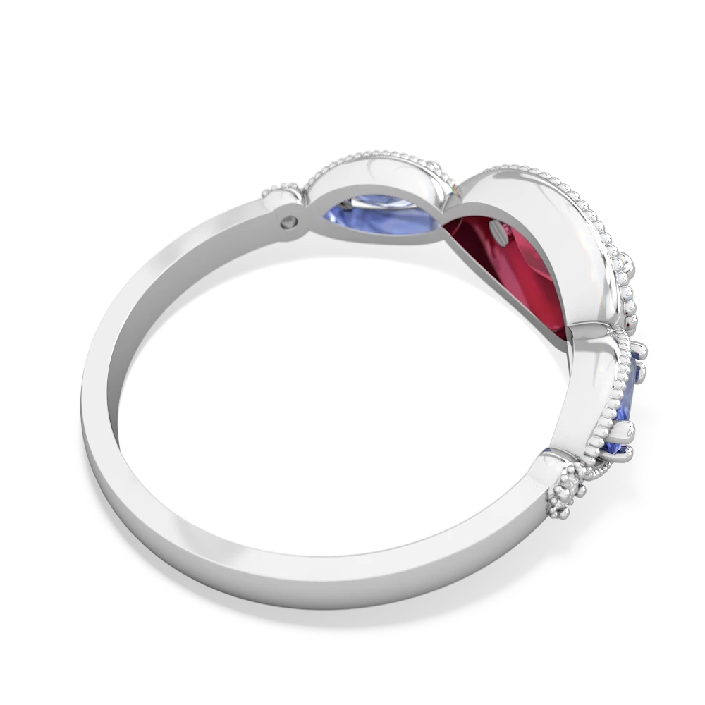 Lab Ruby Milgrain Marquise 14K White Gold ring R5700