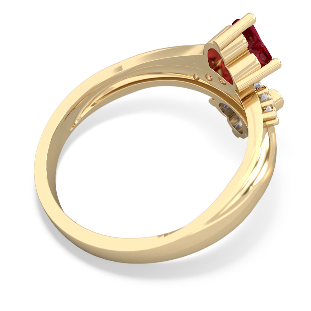 Lab Ruby Heart To Heart 14K Yellow Gold ring R2064