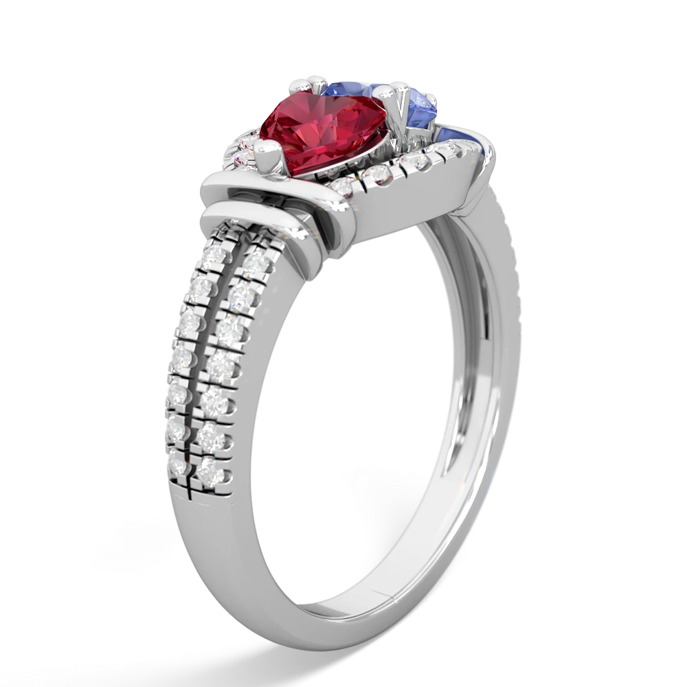 Lab Ruby Art-Deco Keepsake 14K White Gold ring R5630