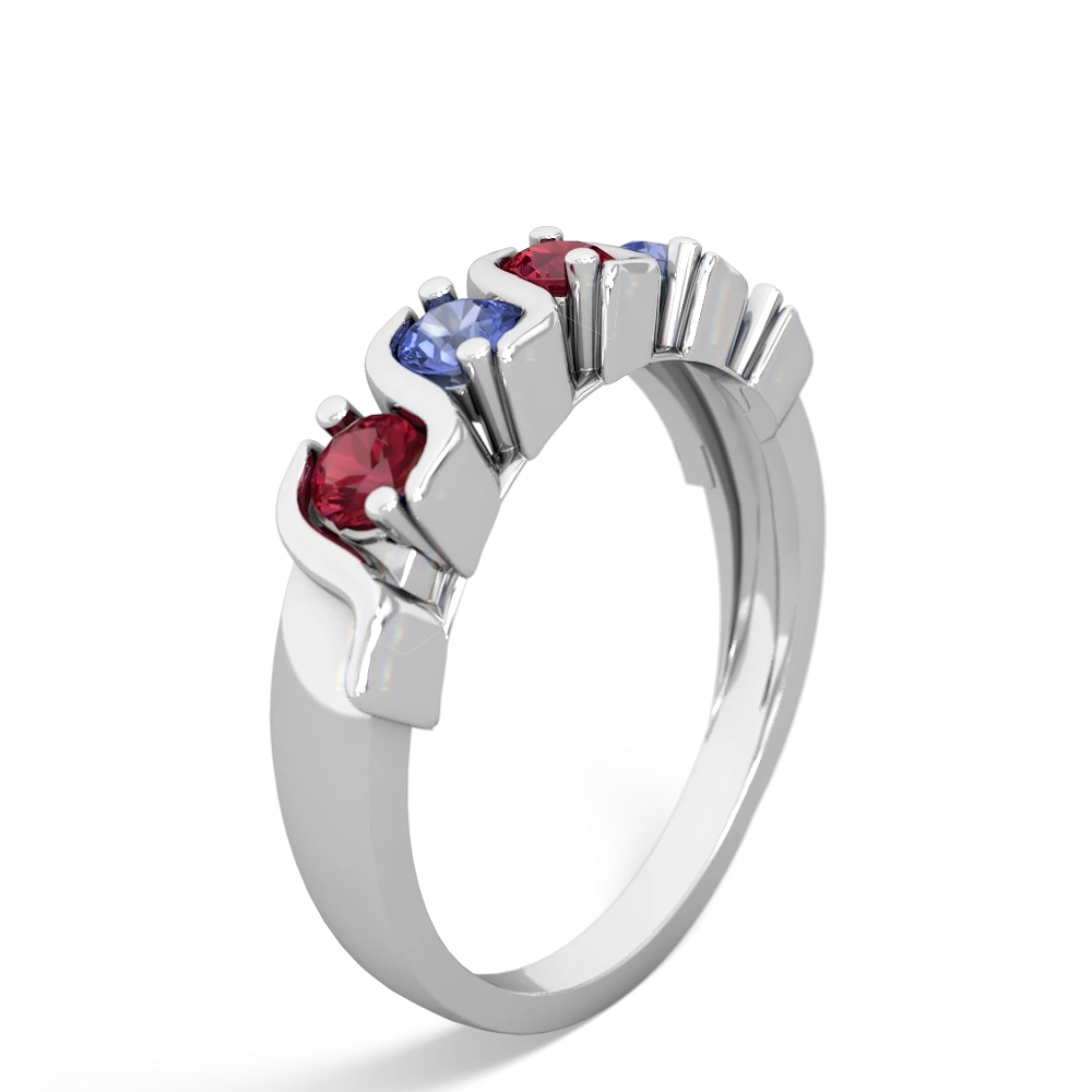 Lab Ruby Anniversary Band 14K White Gold ring R2089