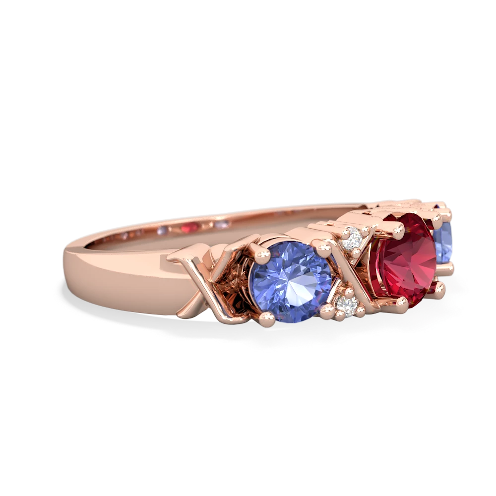 Lab Ruby Hugs And Kisses 14K Rose Gold ring R5016