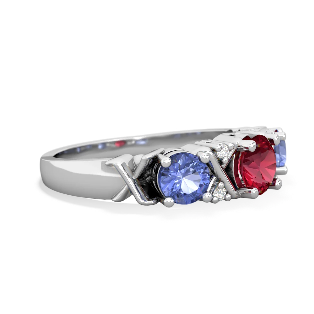 Lab Ruby Hugs And Kisses 14K White Gold ring R5016