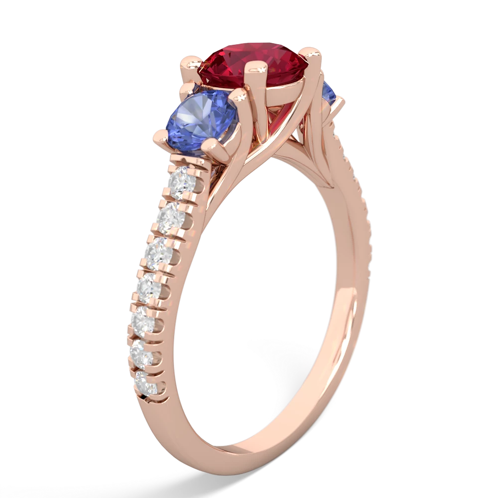 Lab Ruby Pave Trellis 14K Rose Gold ring R5500