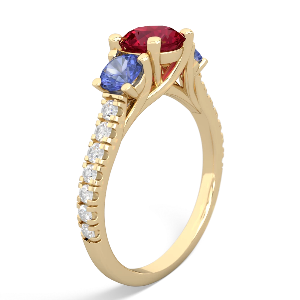 Lab Ruby Pave Trellis 14K Yellow Gold ring R5500