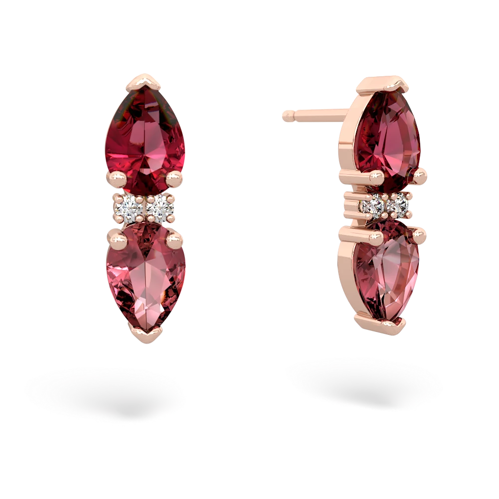 Lab Ruby Bowtie Drop 14K Rose Gold earrings E0865