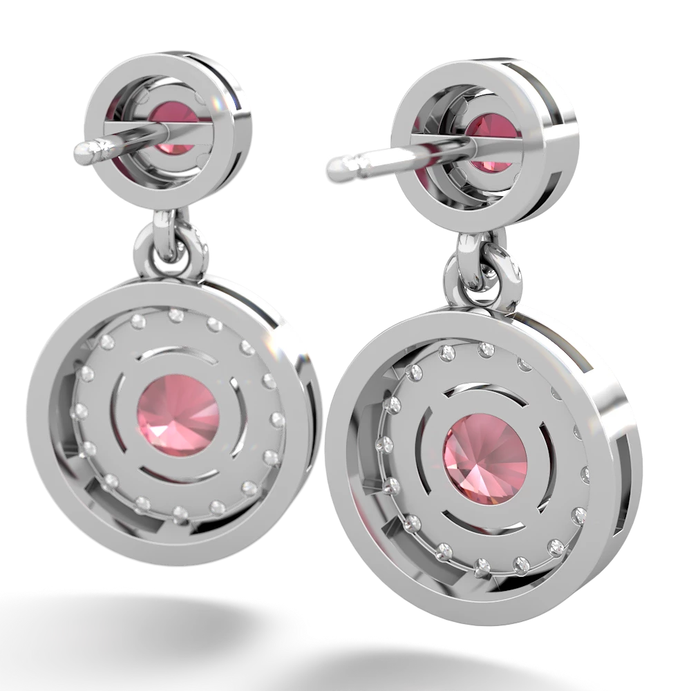 Lab Ruby Halo Dangle 14K White Gold earrings E5319