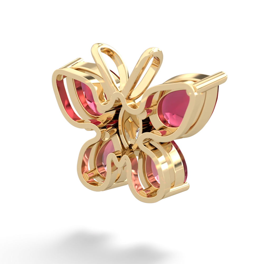 Lab Ruby Butterfly 14K Yellow Gold pendant P2215