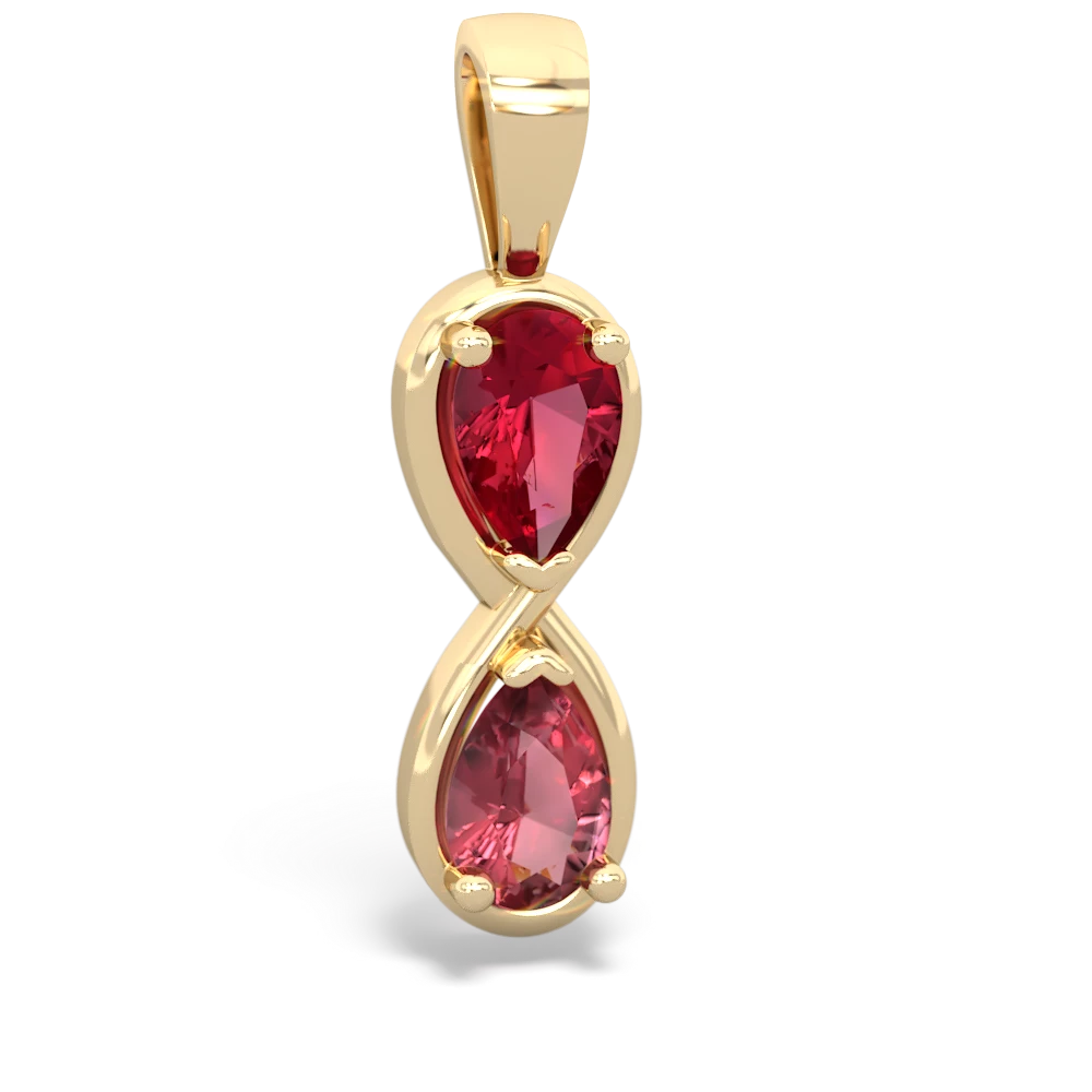 Lab Ruby Infinity 14K Yellow Gold pendant P5050