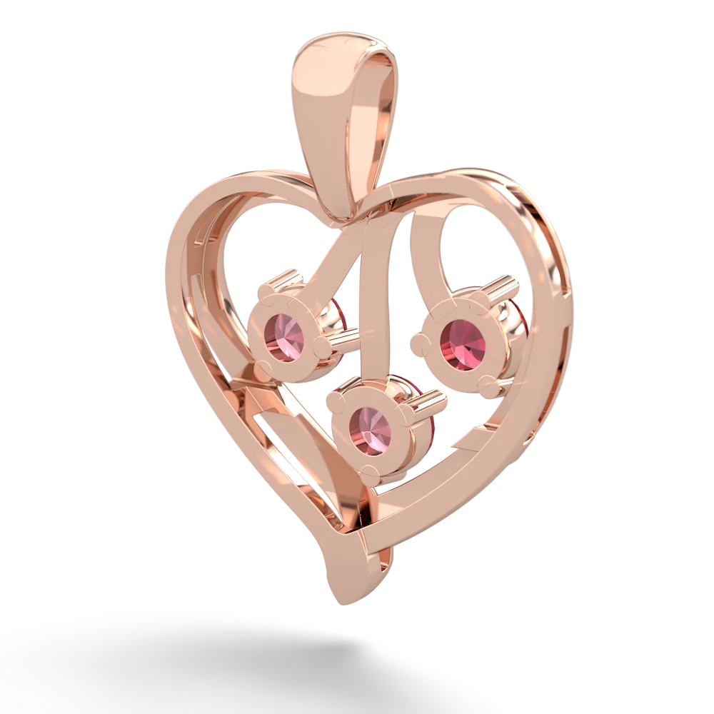 Lab Ruby Glowing Heart 14K Rose Gold pendant P2233