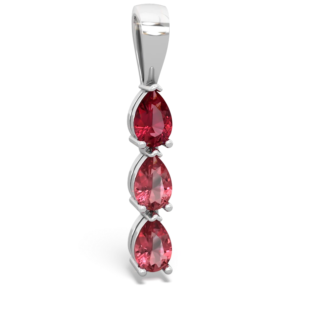 Lab Ruby Dew Drops 14K White Gold pendant P2251