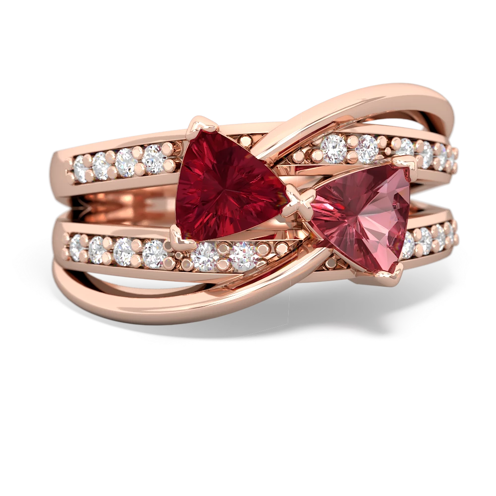 Lab Ruby Bowtie 14K Rose Gold ring R2360