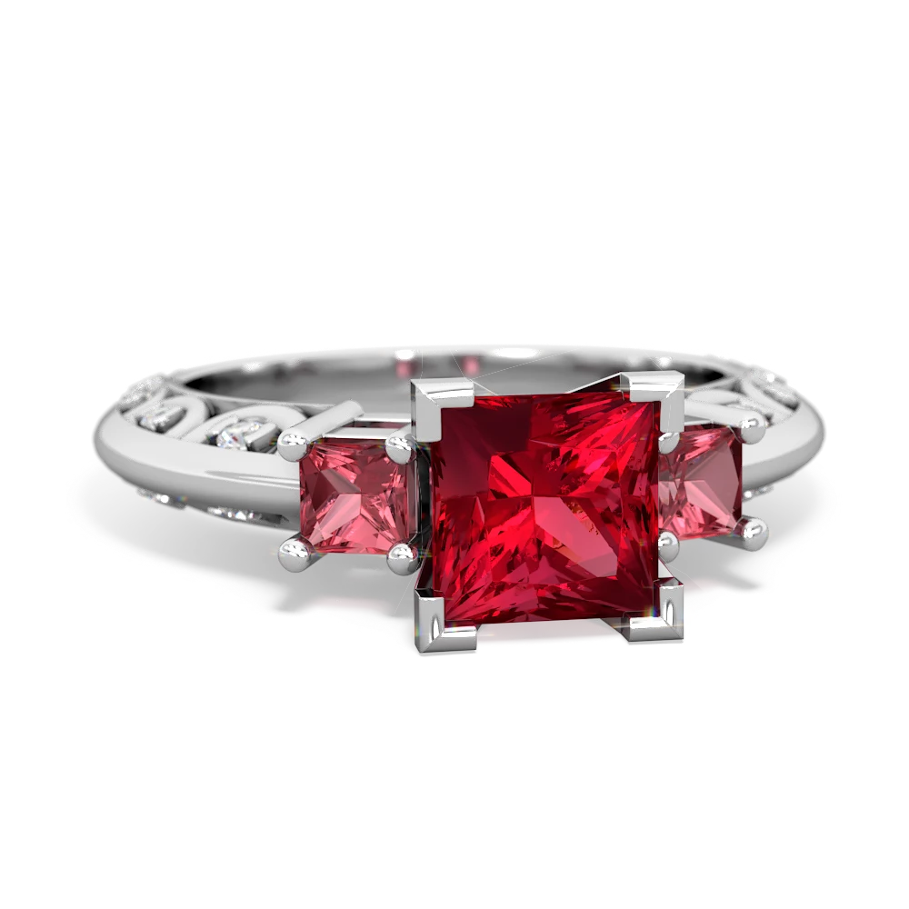 Lab Ruby Eternal Embrace Engagement 14K White Gold ring C2001