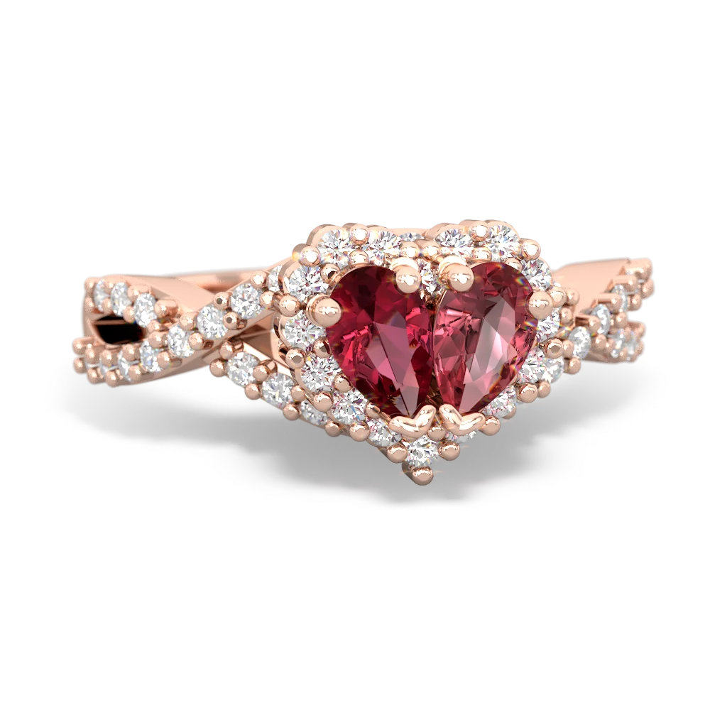 Lab Ruby Diamond Twist 'One Heart' 14K Rose Gold ring R2640HRT