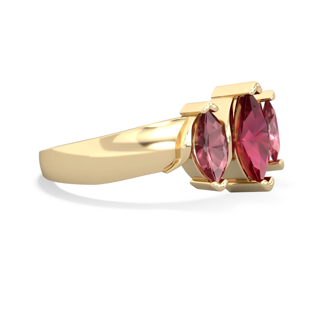 Lab Ruby Three Peeks 14K Yellow Gold ring R2433