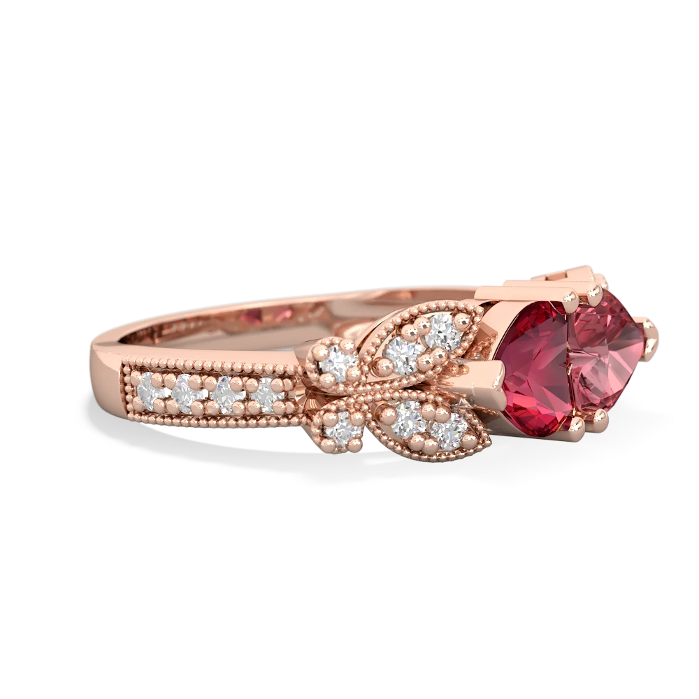 Lab Ruby Diamond Butterflies 14K Rose Gold ring R5601