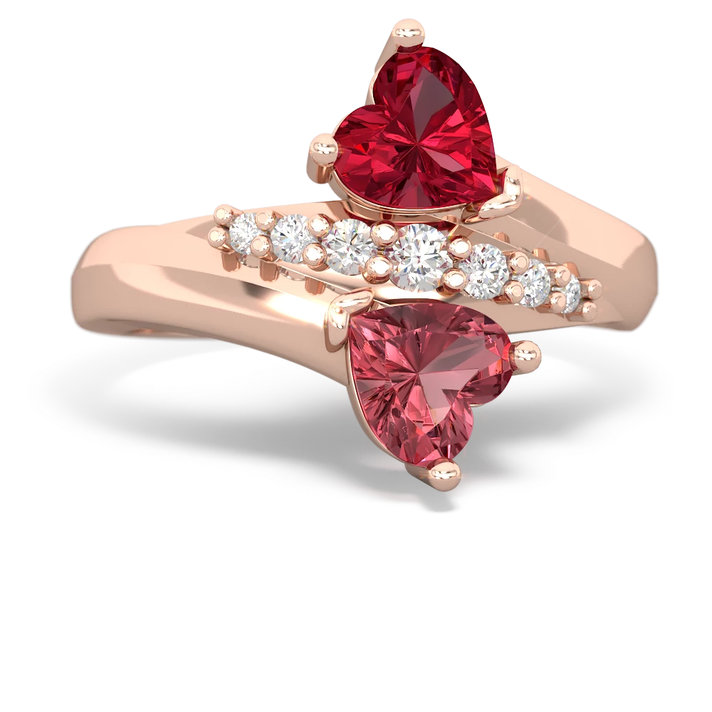 Lab Ruby Heart To Heart 14K Rose Gold ring R2064